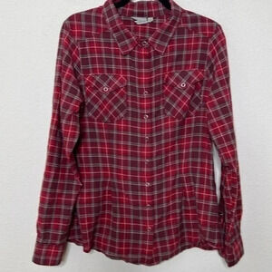 Athleta snap front western Long Sleeve Shirt, Tunic Length size Large